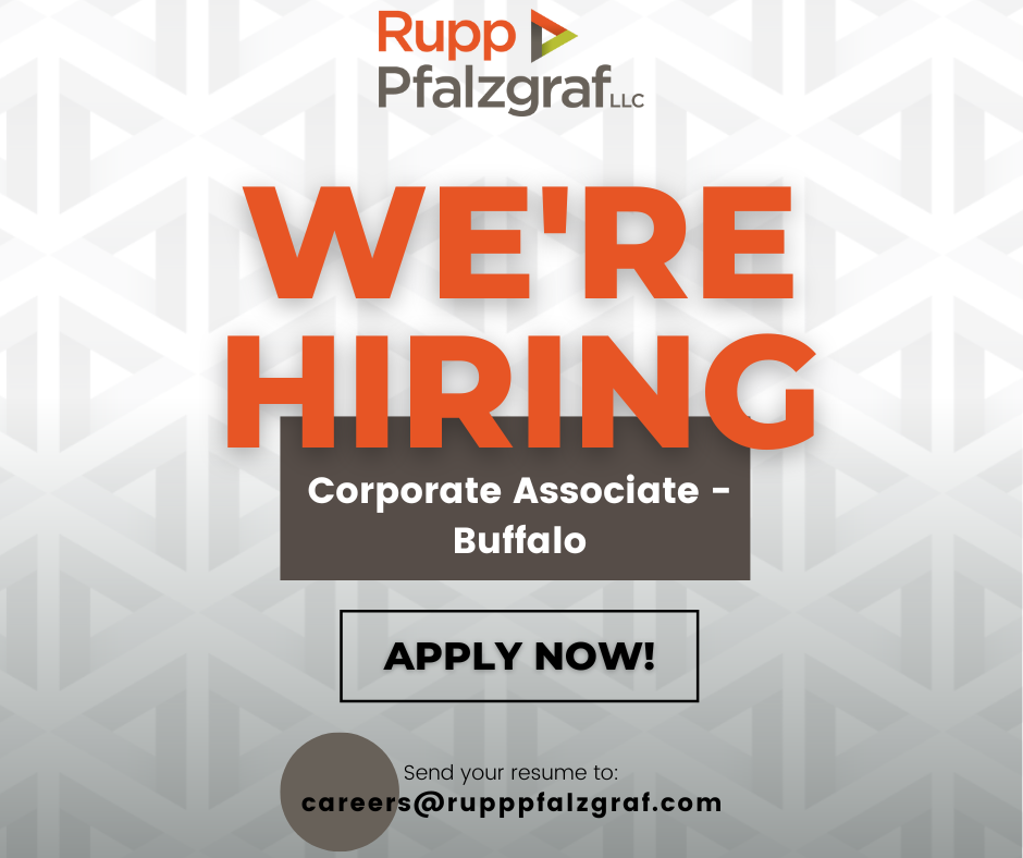 Now Hiring: Corporate Associate - Buffalo - Rupp Pfalzgraf